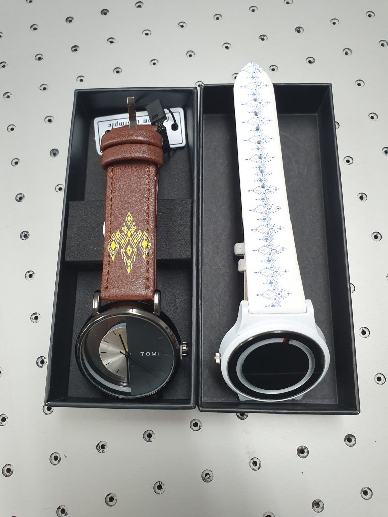 พิมพ์ uv ลายลงบนสายนาฬิกาหนัง ยี่ห้อ Tomi Watches